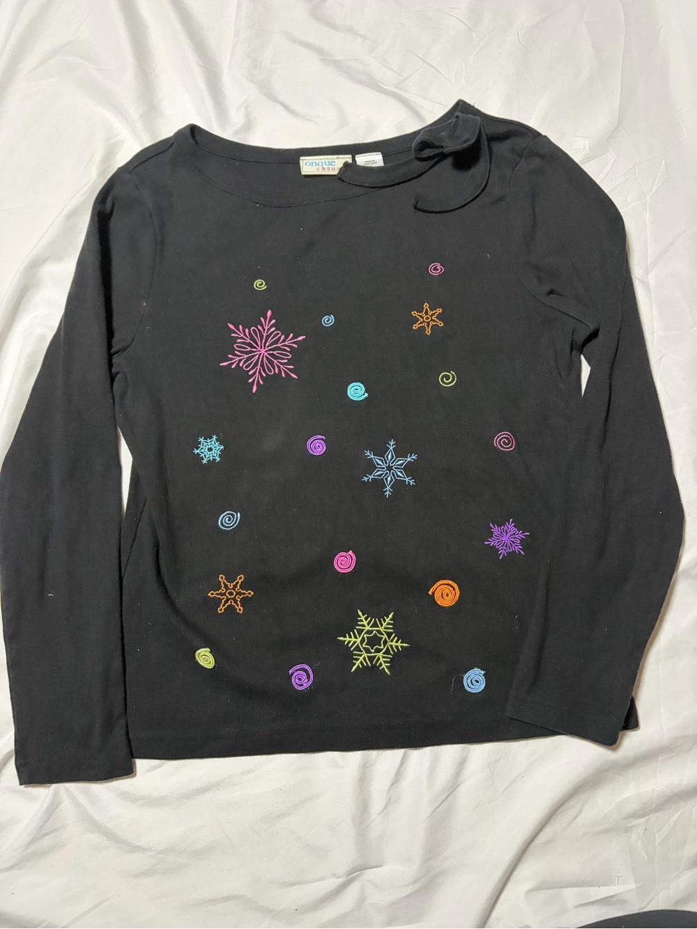 Onque Elements Sz M Christmas Holiday Festive Stars  Blouse Sweater Top Winter